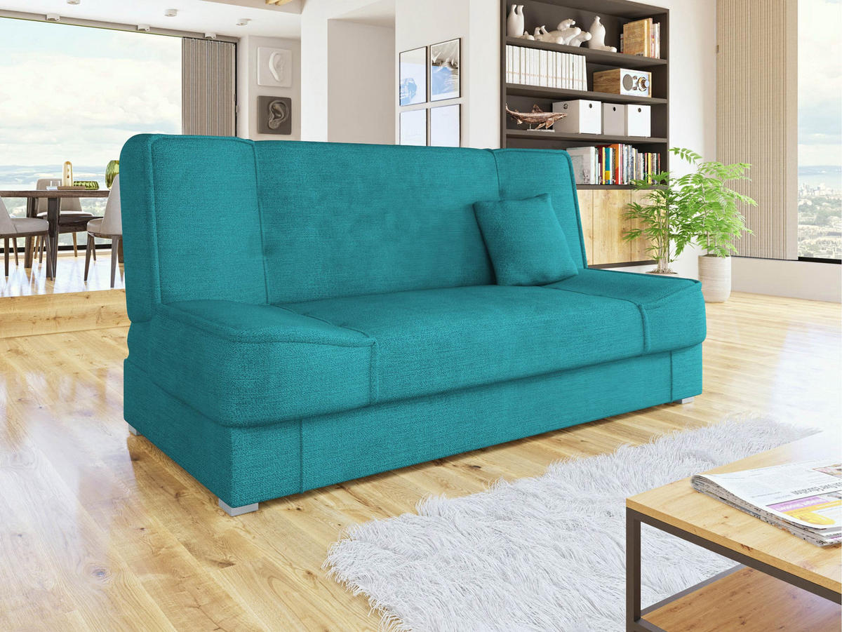 CANAPEA EXTENSIBILA Gabi - albastru deschis/argintiu, material plastic/material textil (175/80/80cm) - MIRJAN24