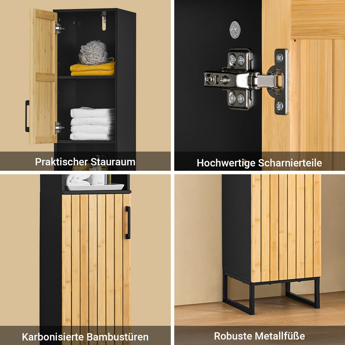 HOCHSCHRANK Schwarz - Schwarz, Holzwerkstoff (30/170/30cm) - SoBuy