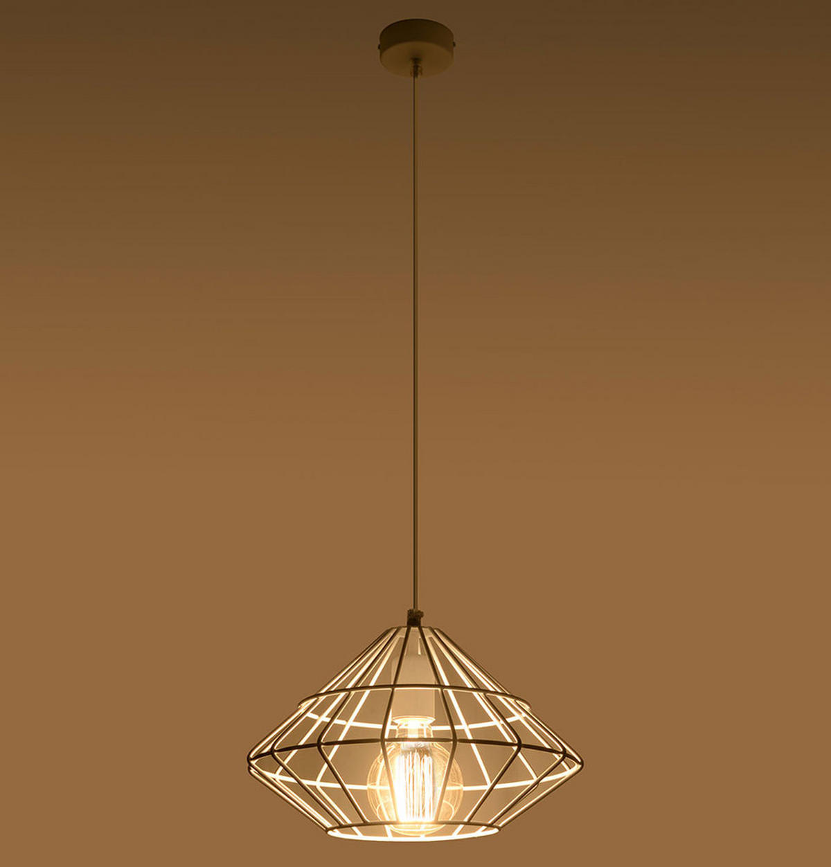 HÄNGELEUCHTE Stahl Weiß Gitteroptik - Weiß, Metall (32/32/100cm)