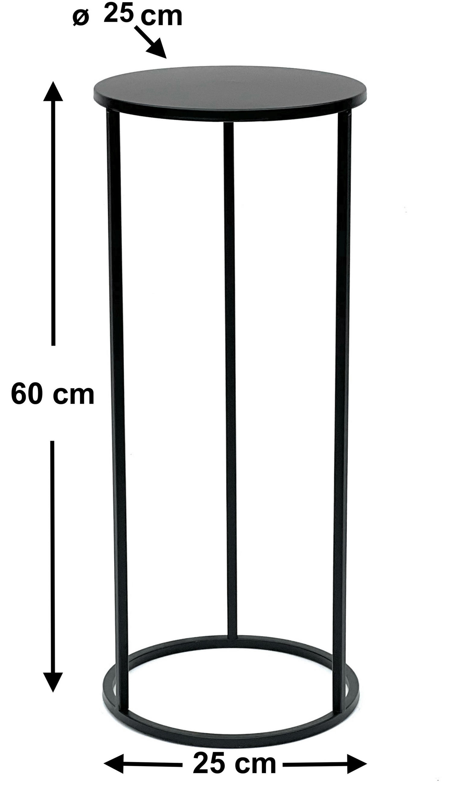 BLUMENHOCKER Metall Schwarz Rund 60 cm 96316 M - Schwarz, Metall (25/60/25cm) - DanDiBo