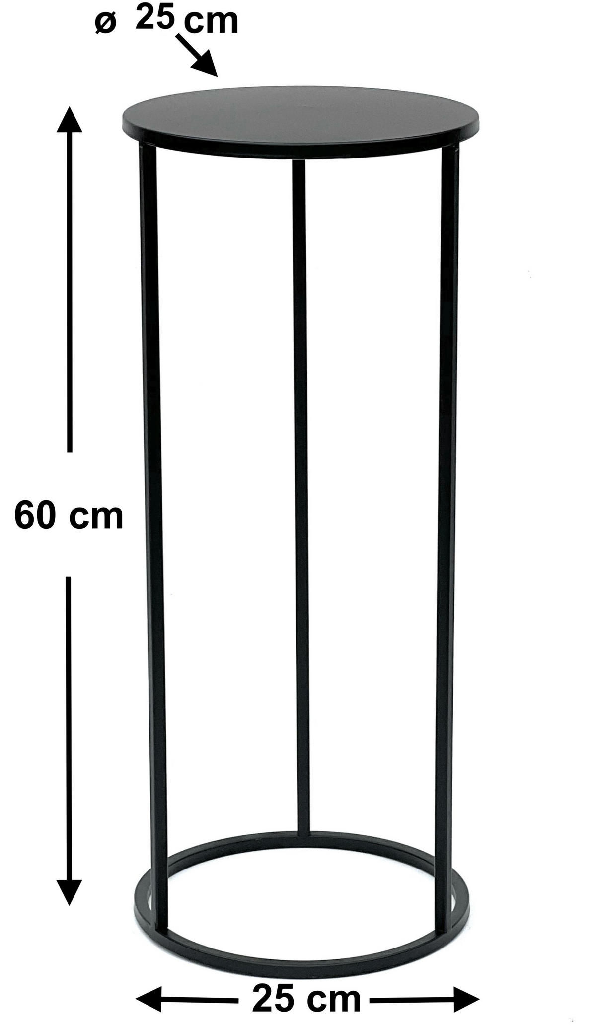 BLUMENHOCKER Metall Schwarz Rund 60 cm 96316 M - Schwarz, Metall (25/60/25cm) - DanDiBo