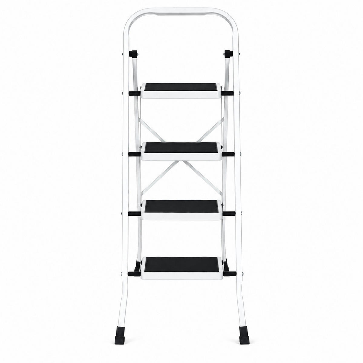 KLAPPTRITTLEITER 4 Stufen Weiß - Schwarz - Schwarz/Weiß, Kunststoff/Metall (47/132/80cm) - Mat-Haus