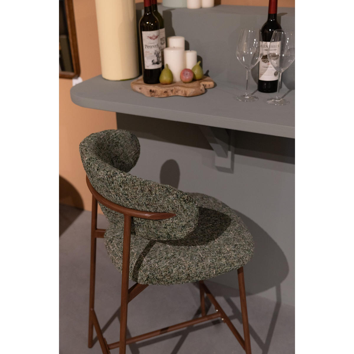 BARHOCKER Claes mit Rückenlehne 65 cm Grün - 2 er Set - Grün, Kunststoff (44/94/51cm)