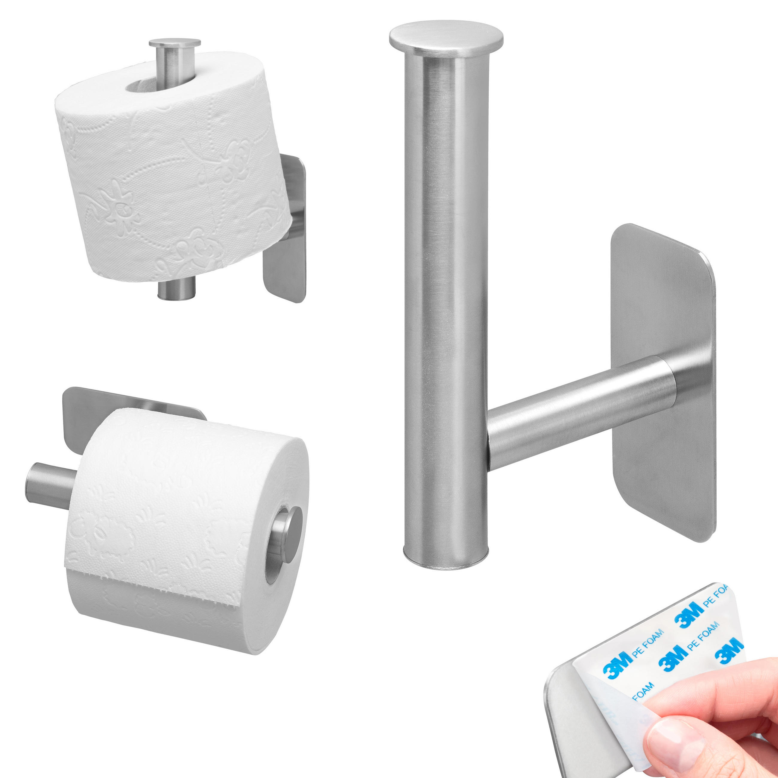 TOILETTENPAPIERHALTER PIAZZA TAPE, Edelstahl, matt - Edelstahlfarben, Metall (16.8/4.5/8.5cm) - bremermann