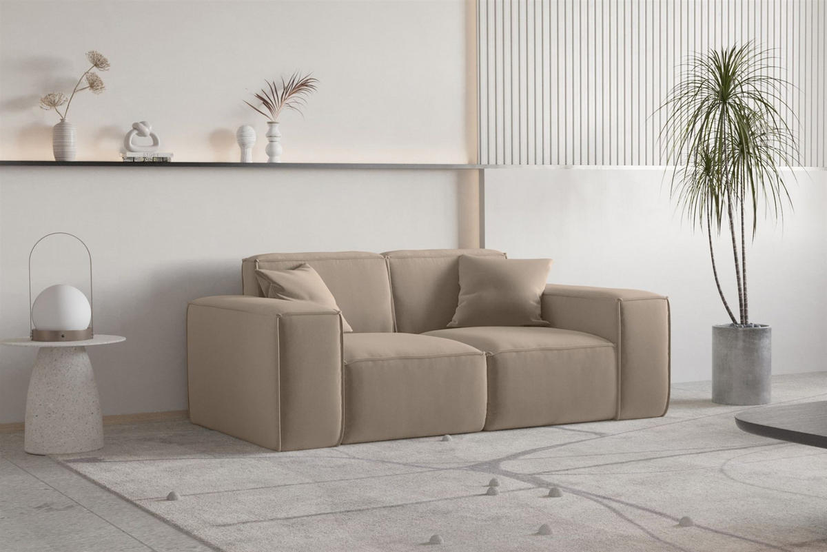 SOFA Sezlong Celes Premium 2er-set - Sandfarben, Holzwerkstoff/Textil (110/95/194cm) - Fun Möbel