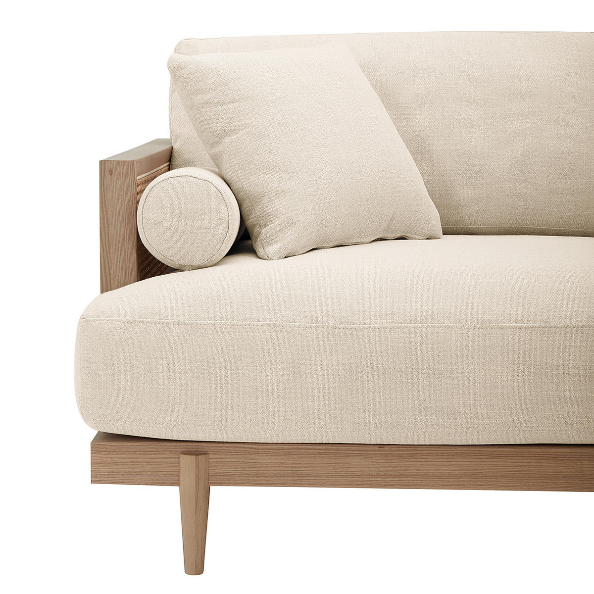 ECKSOFA mit Longchair - Beige - Eschefarben/Hellgrau, Holz/Textil (302/96cm) - home24