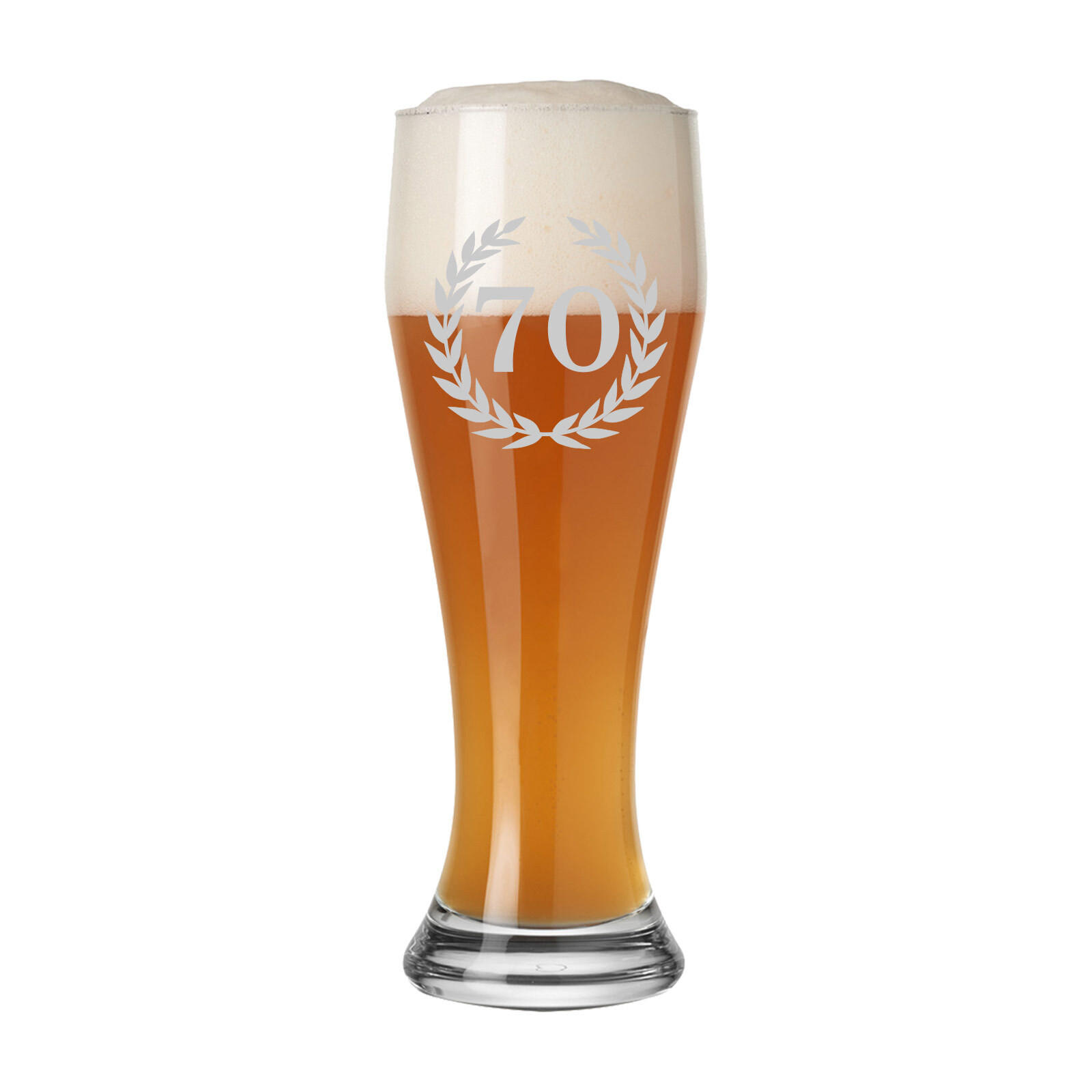 WEIZENBIERGLAS MIT GRAVUR 70. Jubiläum transparent 0,5 l - Transparent, Glas (0.5L) - LUXENTU