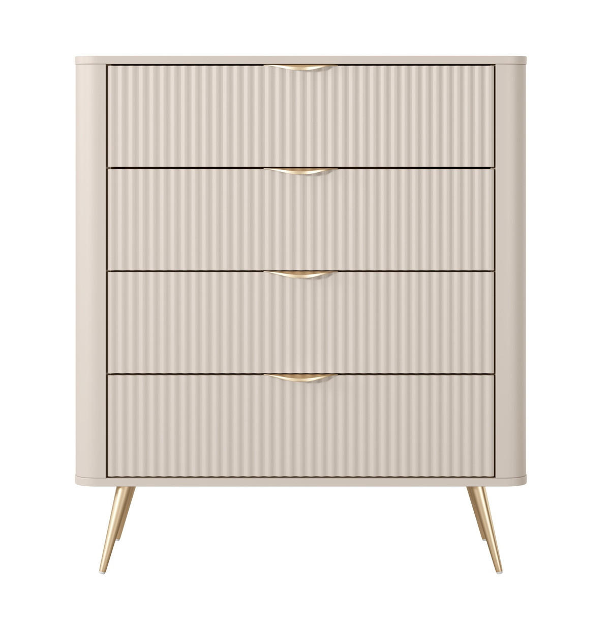 SIDEBOARD mit Schubladen Brando, 88 cm, Beinen, Beige - Beige/Goldfarben, Holz/Metall (88/101/38cm) - Emporius