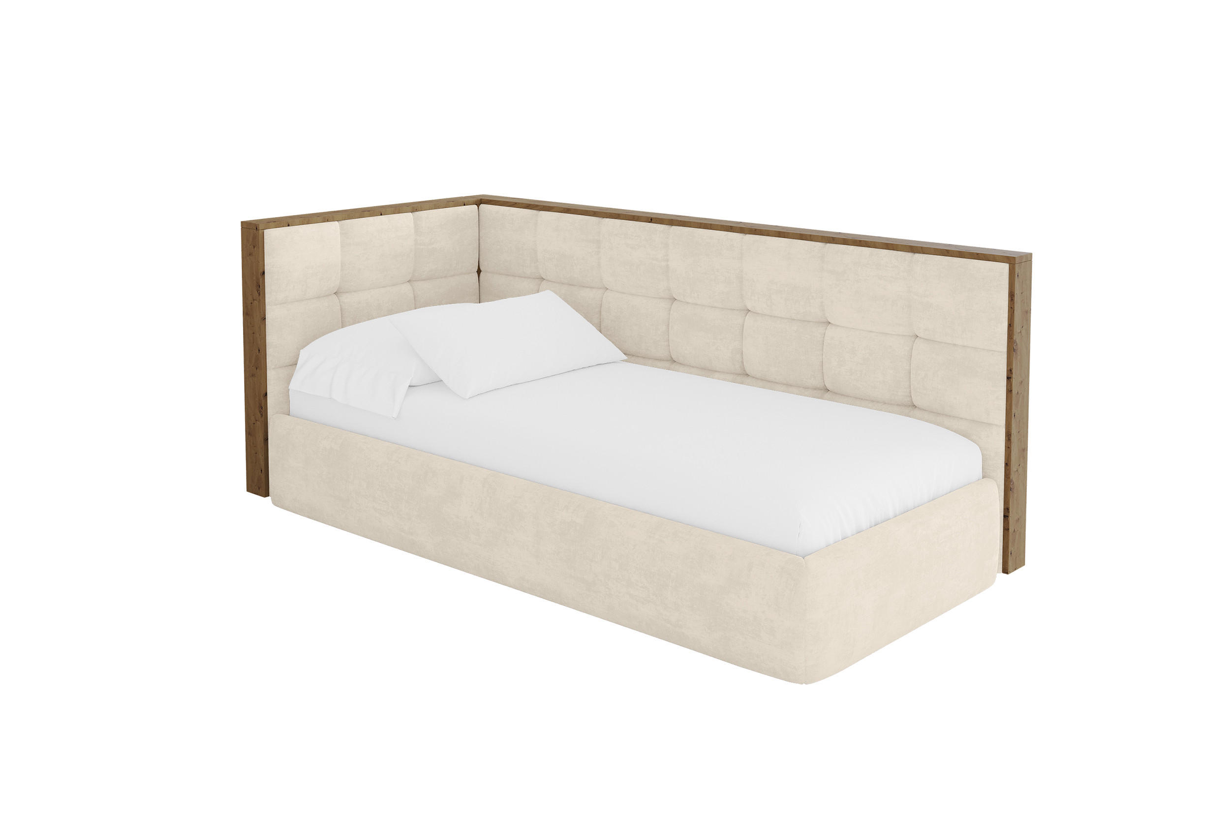 ALTDECOR JEDNOLŮŽKOVÁ POSTEL pro mládež s úložným prostorem a matrací H3/H4, vpravo - SOVY 80x200 béžová