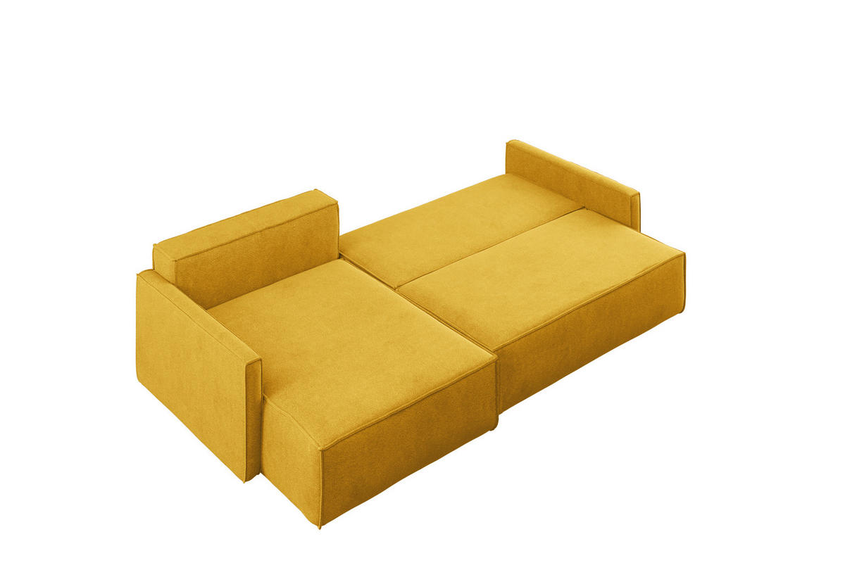 SCHLAFSOFA Carlos L-Form, Ecksofa Mit Bettkasten Und Schlaffunktion Stoff Salvador Links Gelb - Gelb, Holz/Textil (142/83/250cm) - Kaiser Möbel