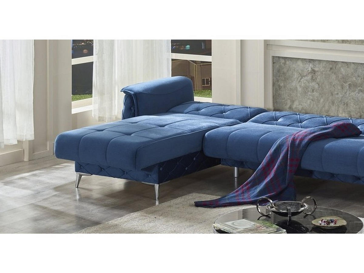 ECKSCHLAFSOFA Sucre Relax - Langer Schenkel Rechts - Blau, Holzwerkstoff/Kunststoff (180/310cm)
