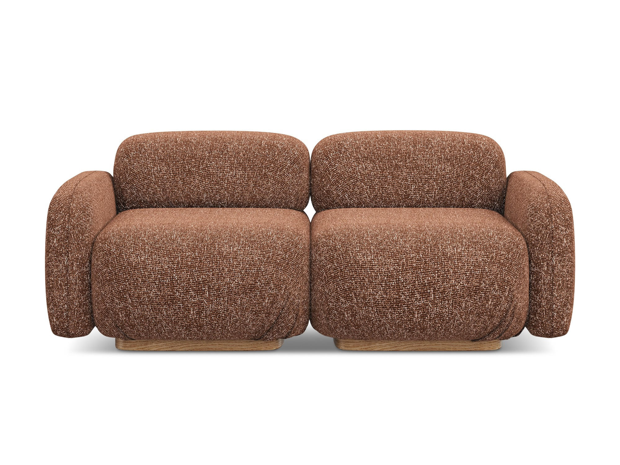 3-SITZER SOFA Strukturstoff Stoff Orange - Terra cotta/Orange, Holz/Textil (190/73/95cm) - Makamii