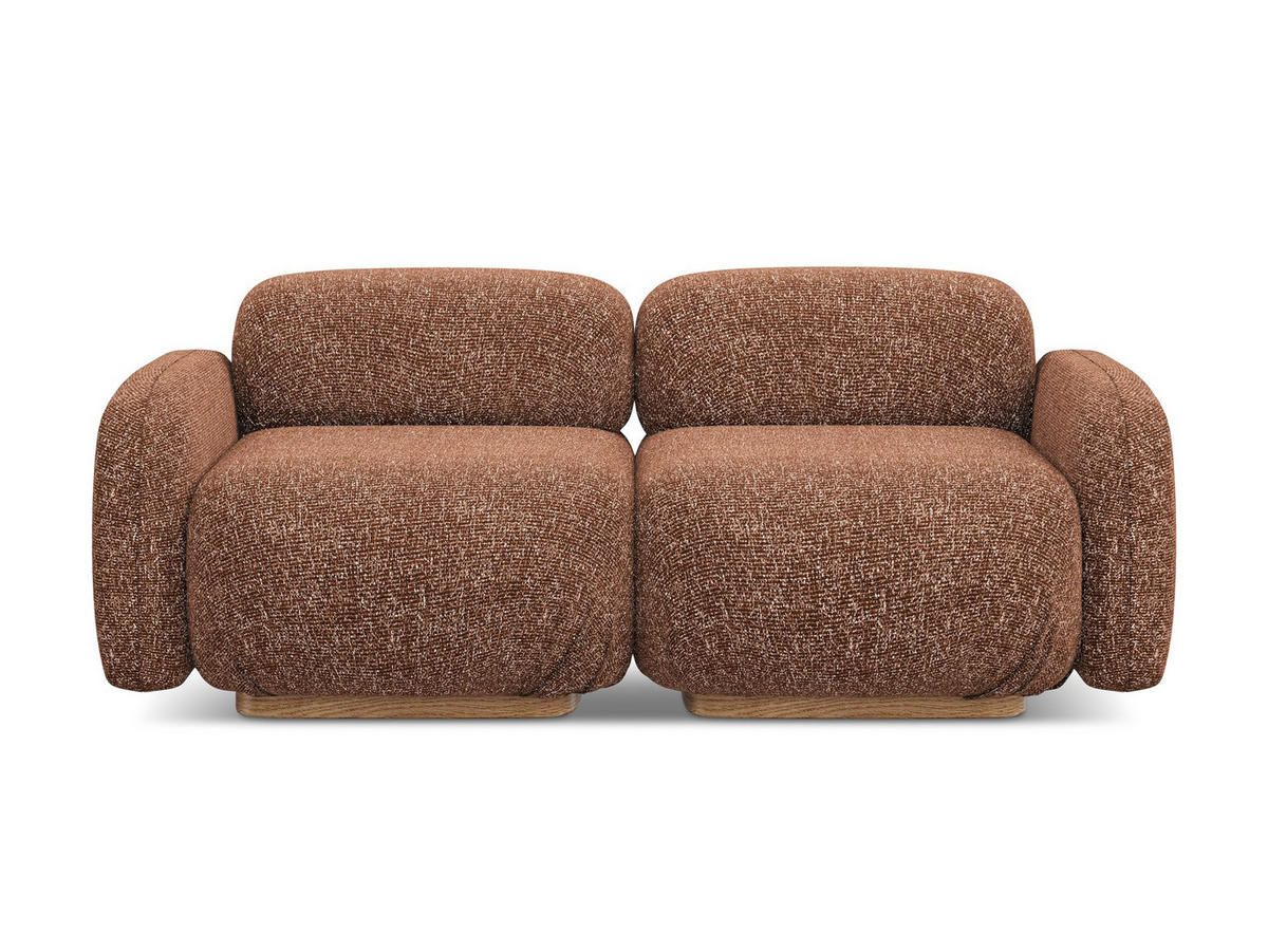 3-SITZER SOFA Strukturstoff Stoff Orange - Terra cotta/Orange, Holz/Textil (190/73/95cm) - Makamii