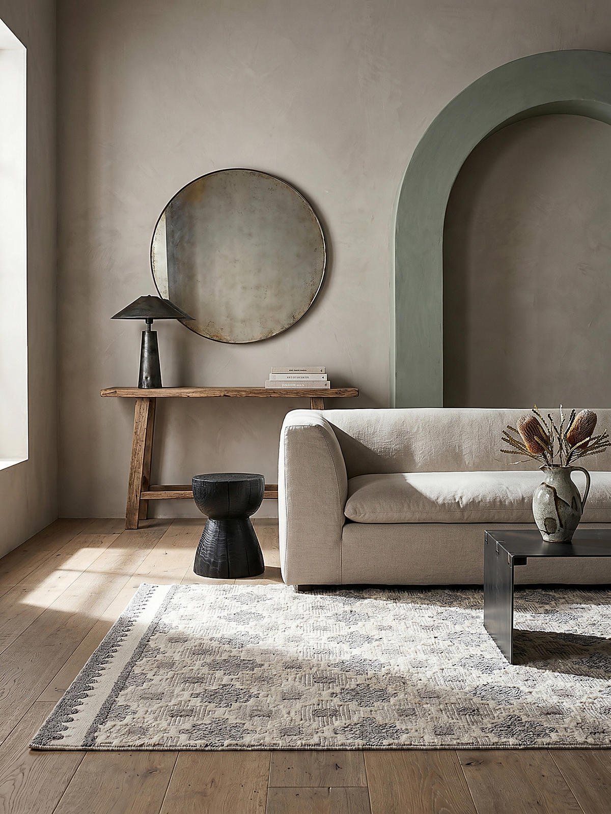 TEPPICH Waschbar RIDGE, geometrisch, aus Mischfasern, Grau-Beige, 194 x 290 cm - Grau, Textil (290/194cm) - KADIMA DESIGN