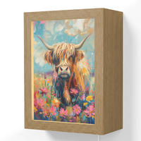 NÁSTĚNNÁ LAMPA Skotský horal - Příroda - Barevné - Květiny 15x20 cm - různobarevná, kompozitní dřevo (15/20/8cm) - OnlyWow