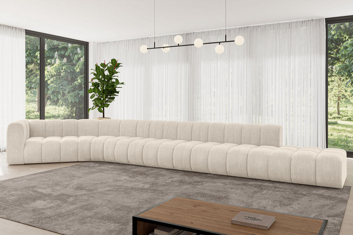 ECKSOFA modulares Sofa Tilmo-L3 - 581x194x70 cm Beige - Beige, Holzwerkstoff/Textil (581/194cm) - ALTDECOR