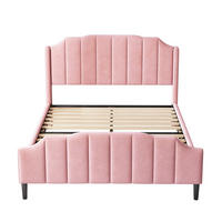 POLSTERBETT 140x200 Samt rosa - Rosa, Textil (140/200cm) - LEBENLANG