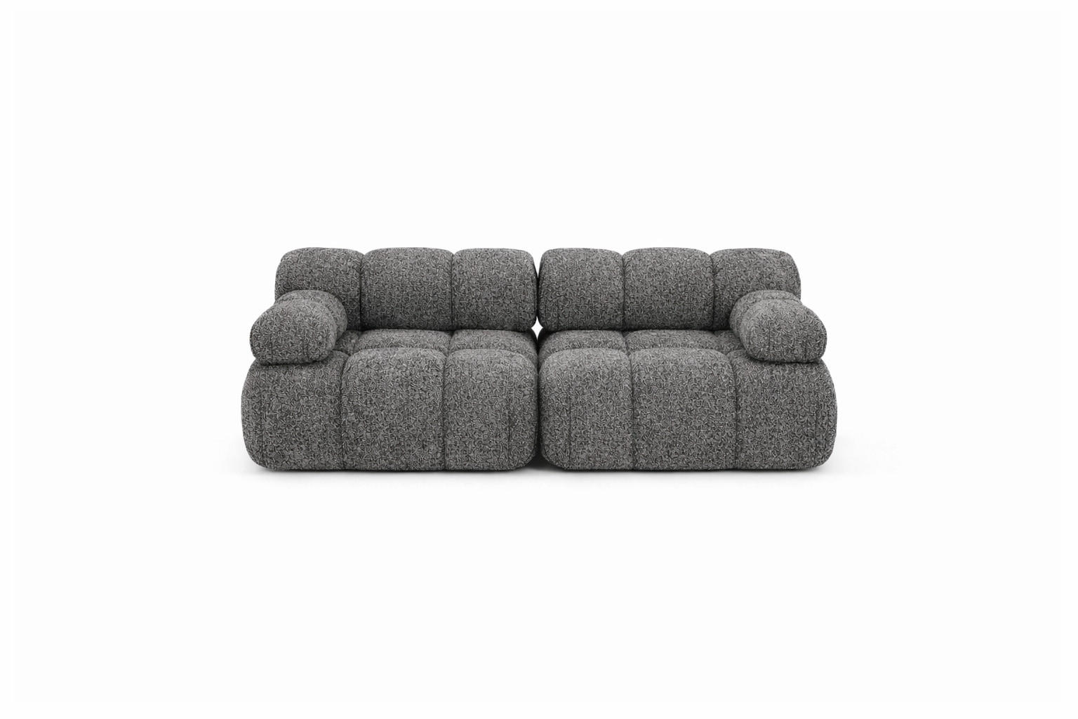 COUCH, 2-Sitzer Modular, Bouclé-Stoff Abriamo, Braun, Selia - Braun, Holz (190/70/95cm) - Kaiser Möbel
