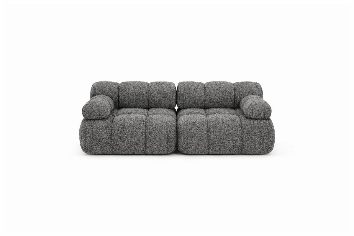 COUCH, 2-Sitzer Modular, Bouclé-Stoff Abriamo, Braun, Selia - Braun, Holz (190/70/95cm) - Kaiser Möbel