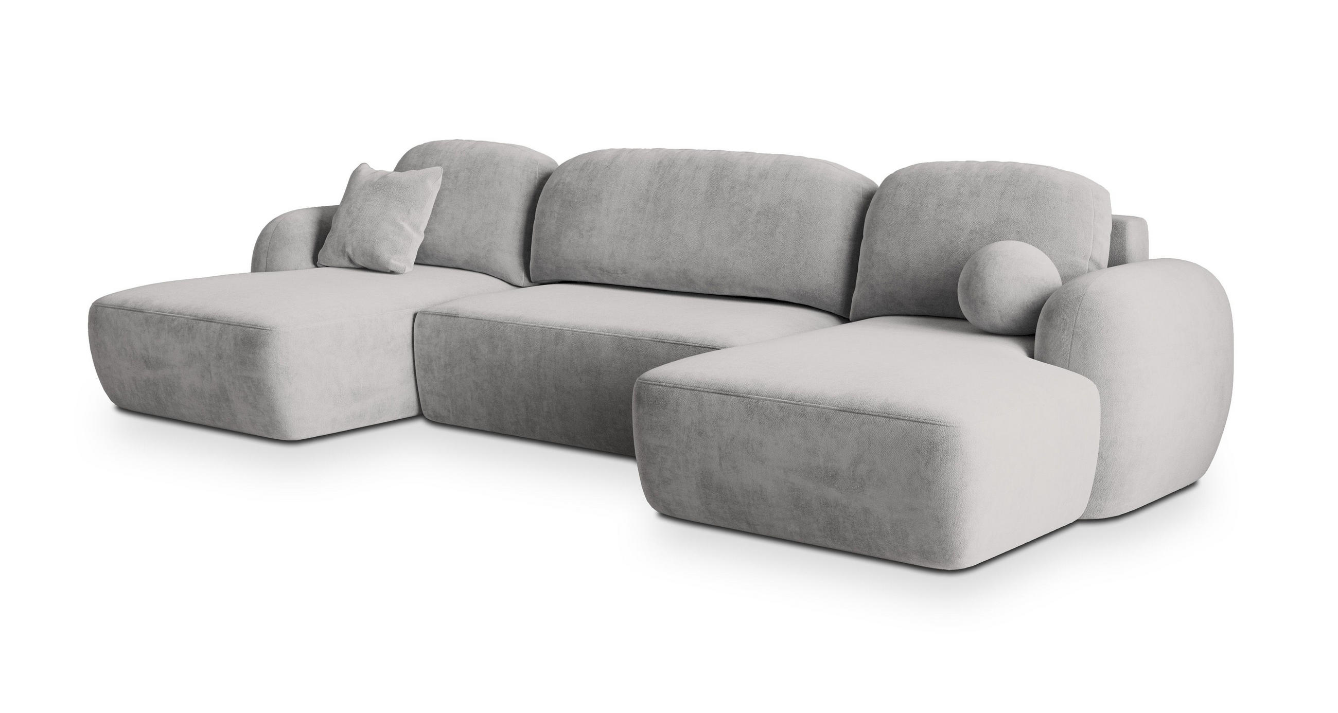 ROHOVÁ SEDAČKA SAVONA světle šedá - černá/světle šedá, dřevo/textil (320/148cm) - MASSENO