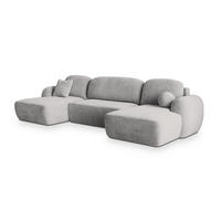 ROHOVÁ SEDAČKA SAVONA světle šedá - černá/světle šedá, dřevo/textil (320/148cm) - MASSENO