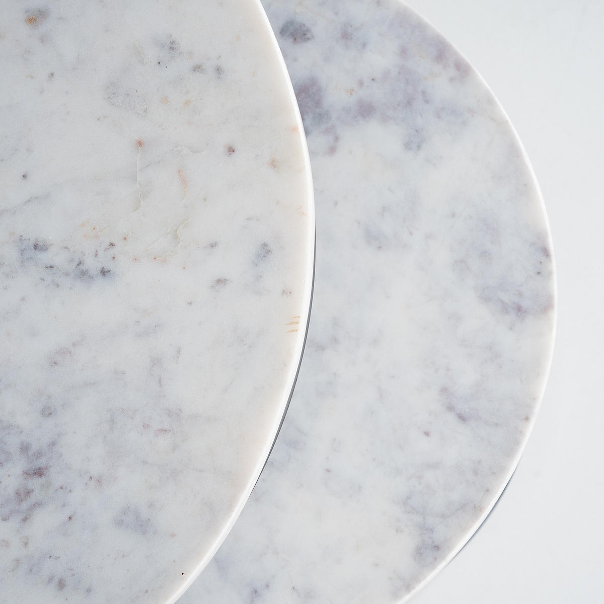 COUCHTISCH-SET - Marmor, 2-teilig - Schwarz/Weiß, Naturmaterialien/Metall (45/45/45cm) - home24