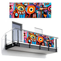BALKON-SICHTSCHUTZ Abstrakt - Gesicht - Farbenfroh - Multicolor, Kunststoff (300/110cm) - MuchoWow