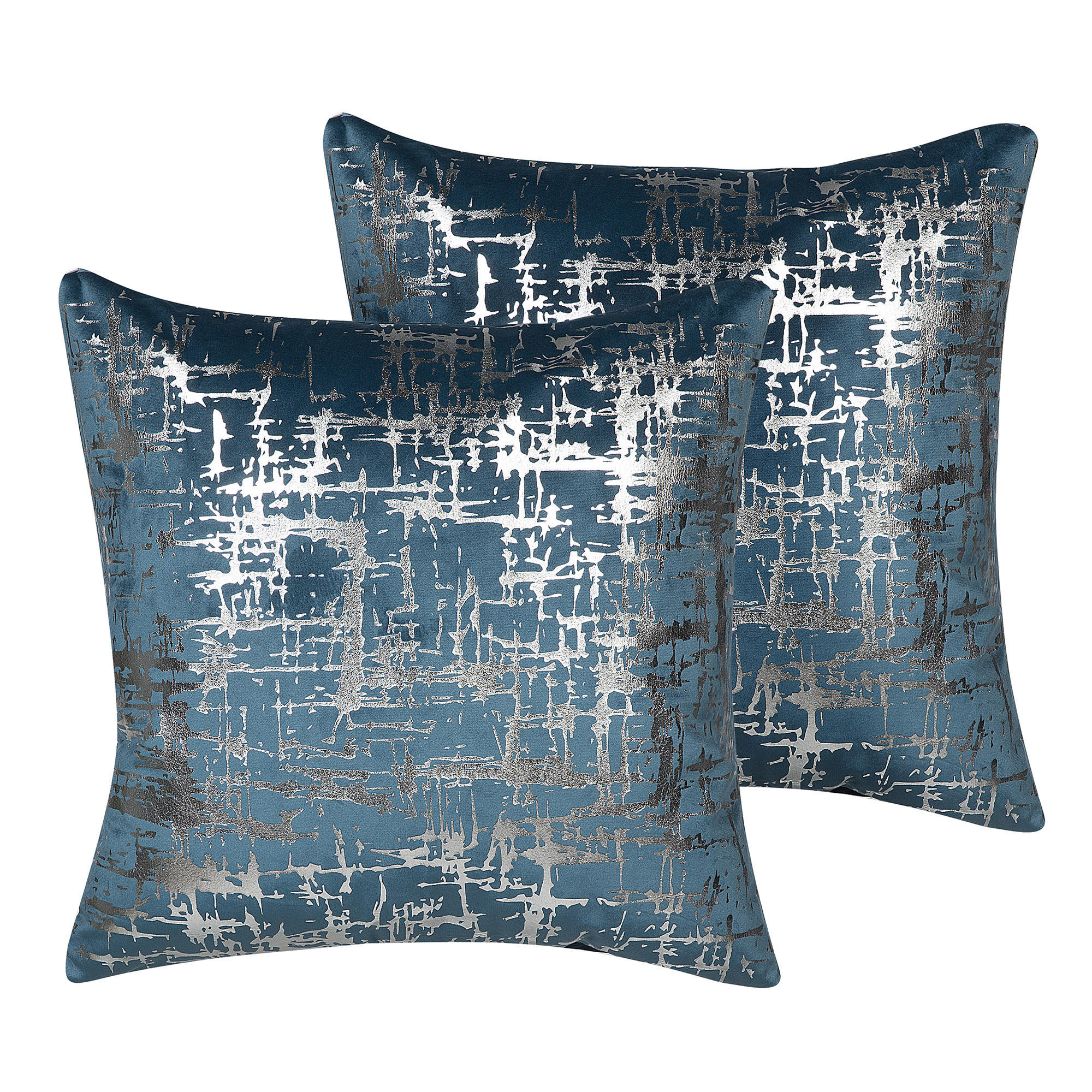 DEKOKISSEN 2er-Set Blau 45/45 cm Gardenia - Blau, Textil (45/45cm) - Beliani