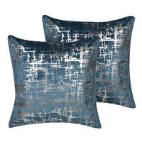 DEKOKISSEN 2er-Set Blau 45/45 cm Gardenia - Blau, Textil (45/45cm) - Beliani