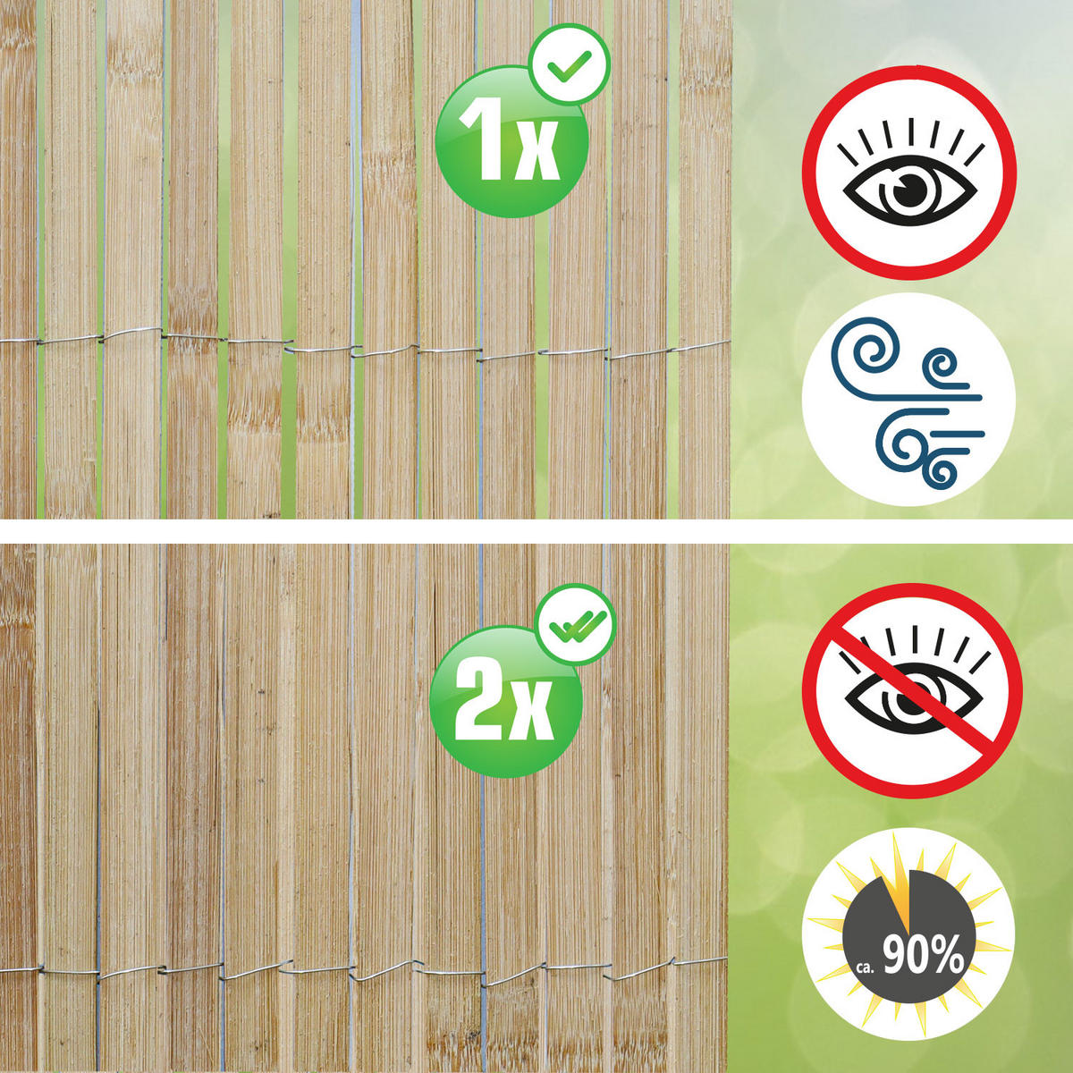SICHTSCHUTZZAUN Balkon 90/600 cm Bambus - Braun, Holz (1/90cm) - urfence