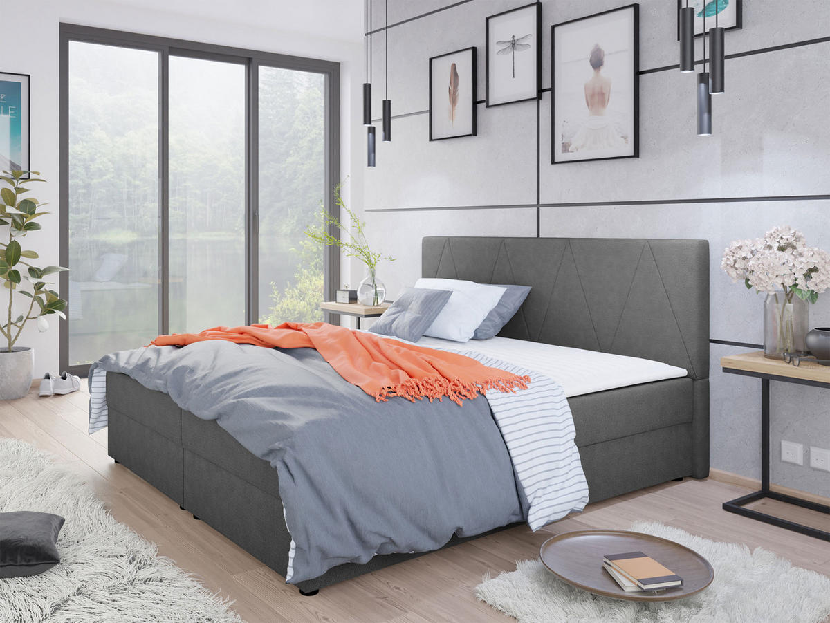 BOXBETT Fado III - Schwarz/Grau, Holz/Kunststoff (140/200cm) - MIRJAN24