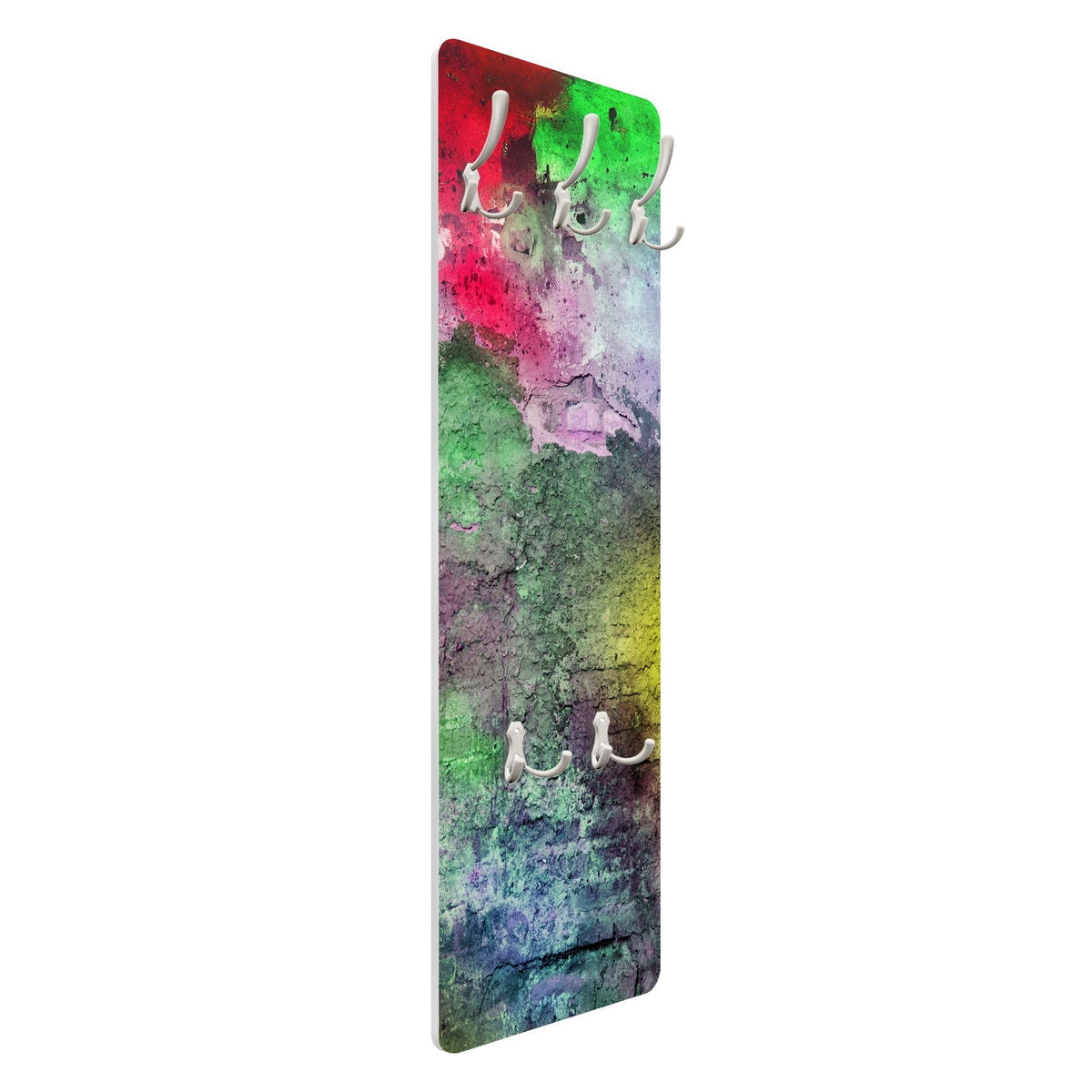 WANDGARDEROBE - Bunte besprühte alte Wand aus Backstein 34/105 cm - Multicolor, Holzwerkstoff (34/105/1.6cm) - Bilderwelten