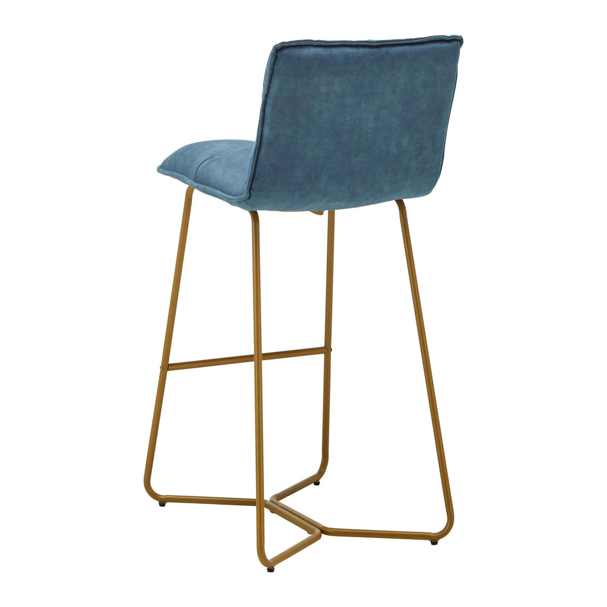 BARHOCKER Fonia Blau Samt Gepolstert - Blau, Holz (46/103.5/57cm) - Bessagi Home