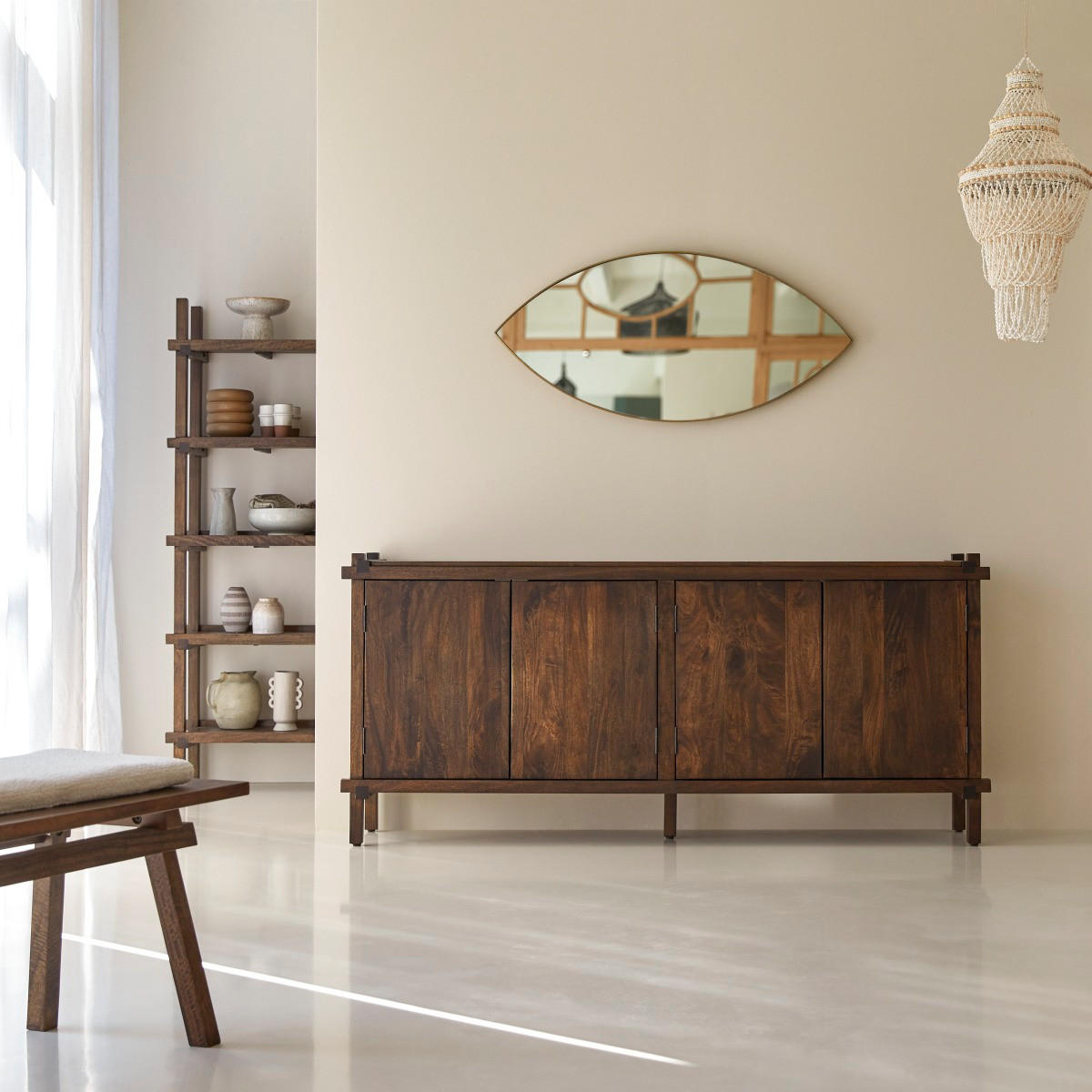 SIDEBOARD Arko Braun aus Mango - Braun, Holz (190/86/40cm) - Tikamoon