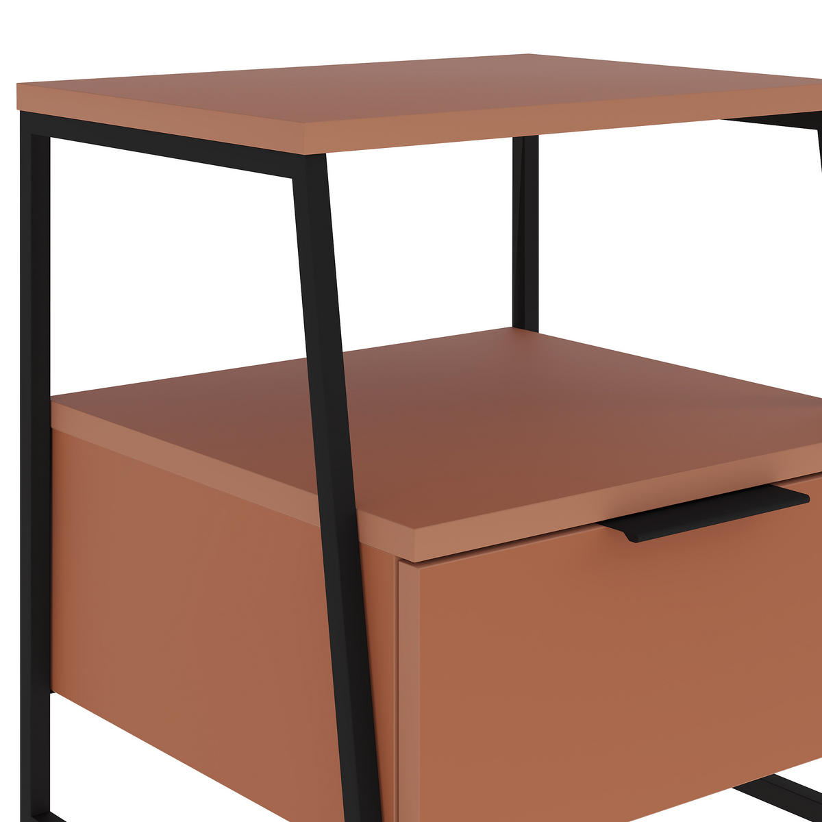 NACHTTISCH Pal mit Schublade Zimtbraun 45/33,4/50 cm - Cognac/Schwarz, Holzwerkstoff/Metall (45/50/33.4cm) - Decortie