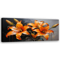 WANDBILD lilienblüten orange - Orange, Textil (90/30cm) - Feeby