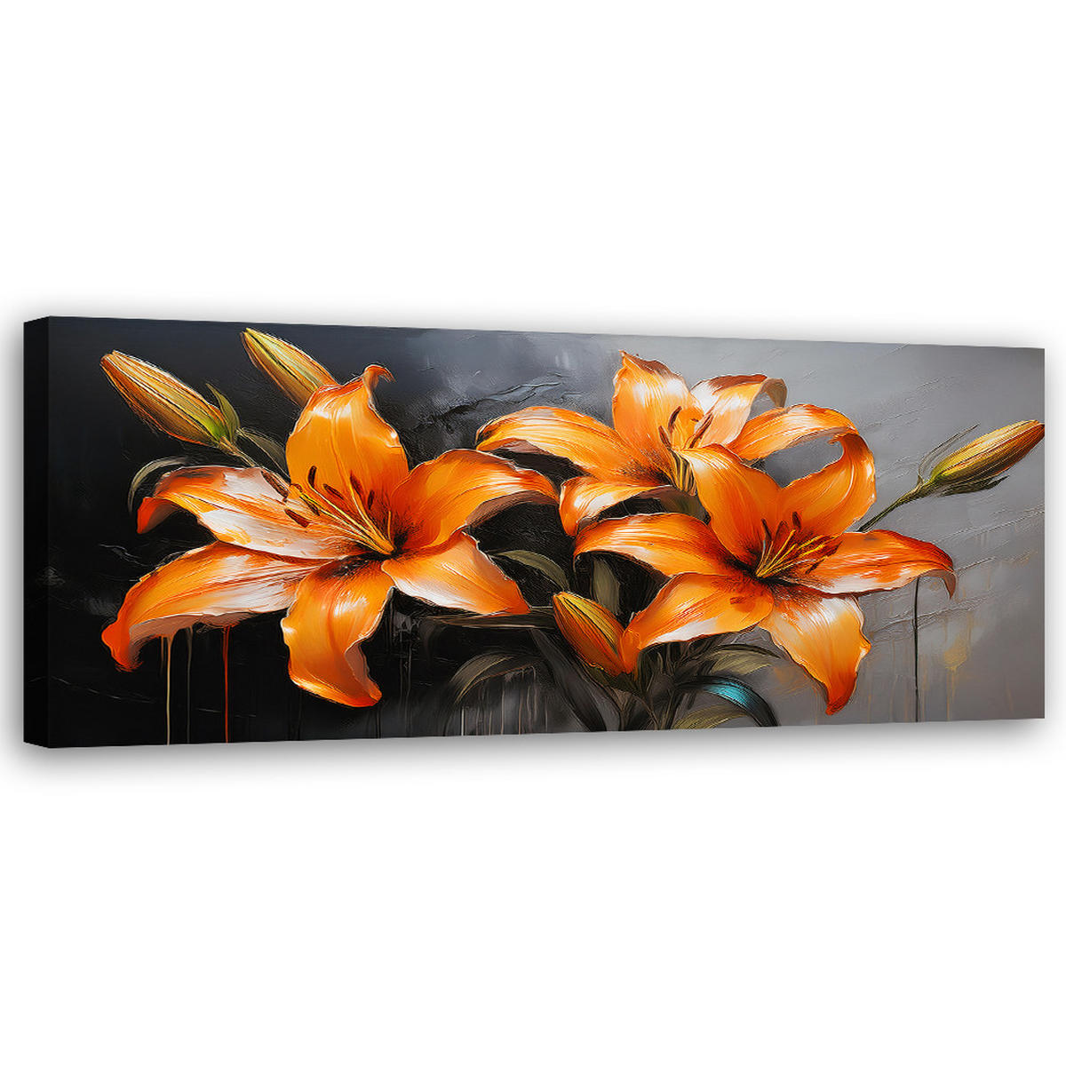 WANDBILD lilienblüten orange - Orange, Textil (90/30cm) - Feeby