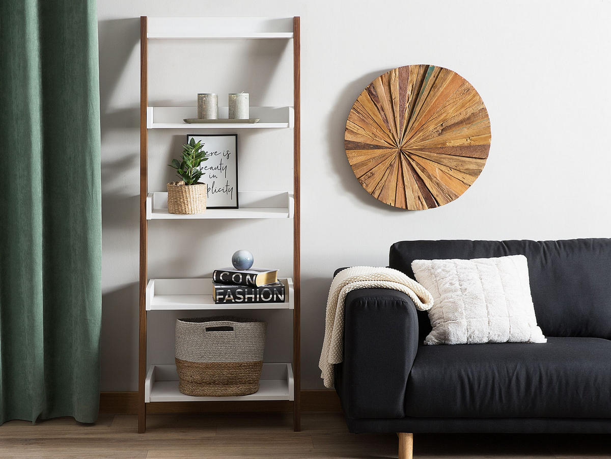 BÜCHERREGAL 5 Fächer Mobile Trio - Weiß, Holzwerkstoff (65/164/32cm) - Beliani