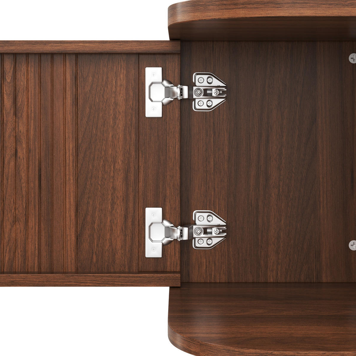 COUCHTISCH DE-37082 geschwungene Form mit Geflechtstruktur Nussbaum - Walnussfarben, Holzwerkstoff (80/60/47cm) - ComfortXL