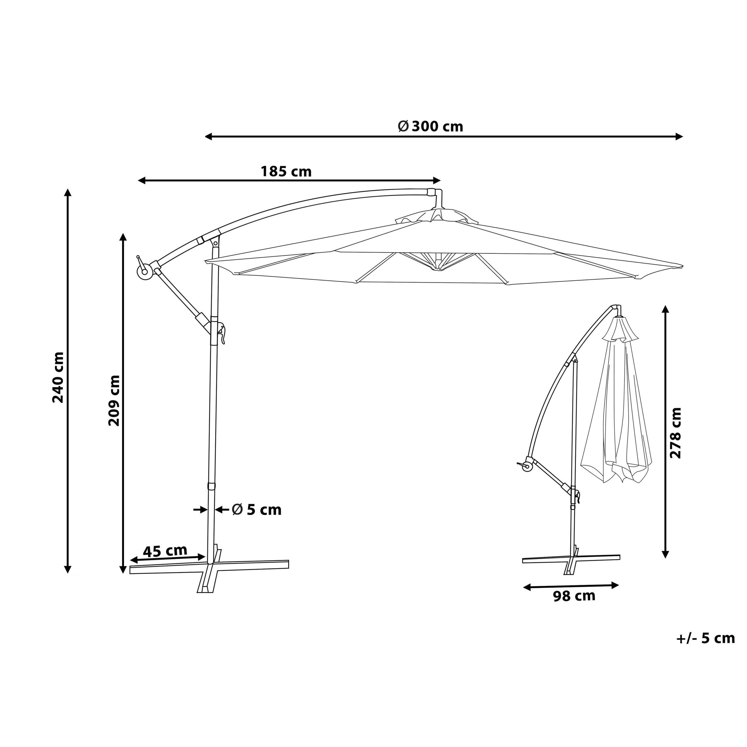 Thumbnail - Beliani Ampelschirm, Schwarz, Sand, Textil, 300x300 cm, Sonnen- & Sichtschutz, Sonnenschirme, Ampelschirme