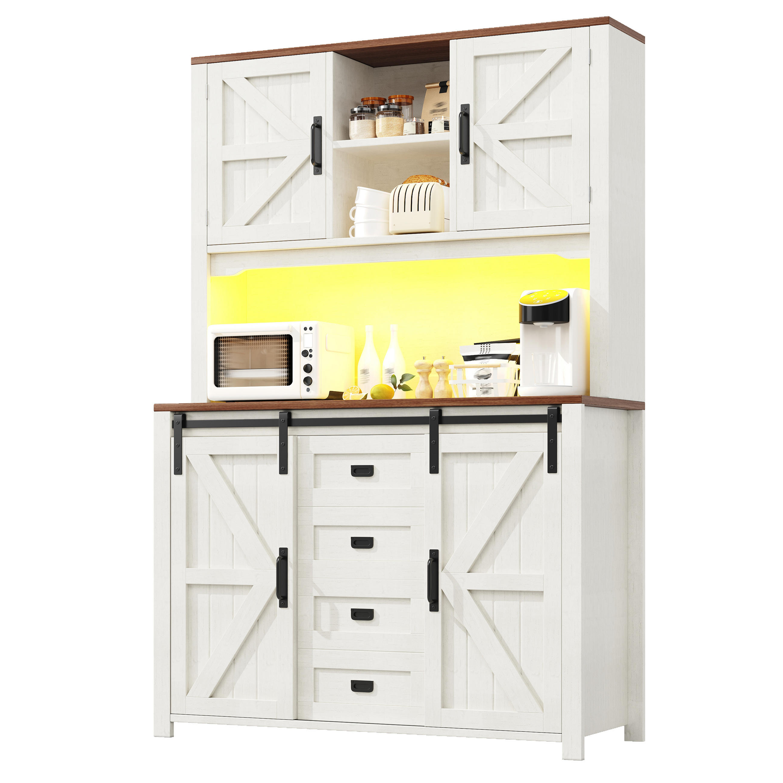 KÜCHENSCHRANK 115x40x175Cm LED Schiebetür Schwarz - Weiß, Metall (115/174.7/40cm) - FLIEKS