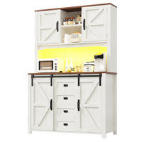 KÜCHENSCHRANK 115x40x175Cm LED Schiebetür Schwarz - Weiß, Metall (115/174.7/40cm) - FLIEKS