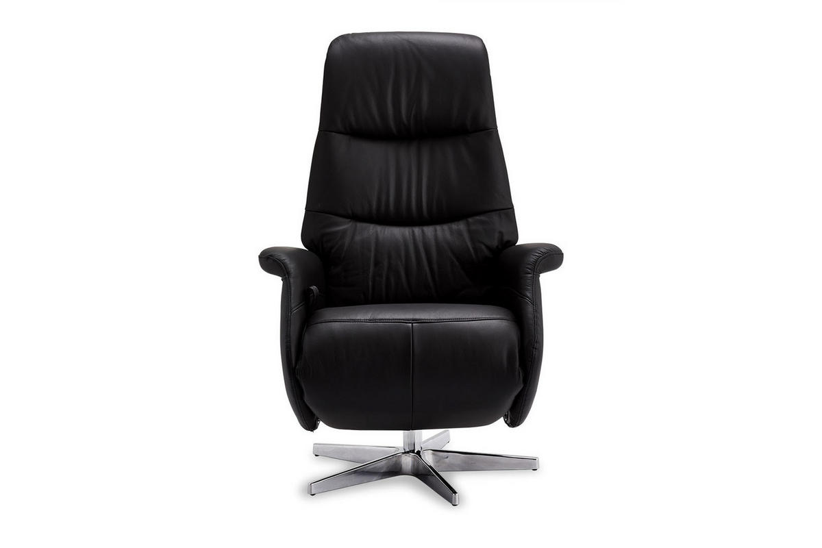 SESSEL schwarz - Schwarz, Leder/Metall (90/114/79cm) - ebuy24