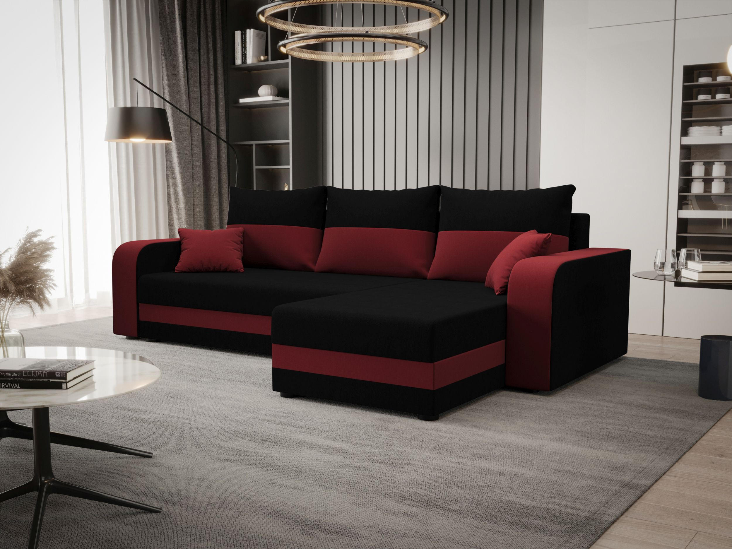 ECKSOFA HEWLET L BIS Sawana 14+13 Rechts mit Schlaffunktion - Rot, Textil (240/140cm) - Bedante