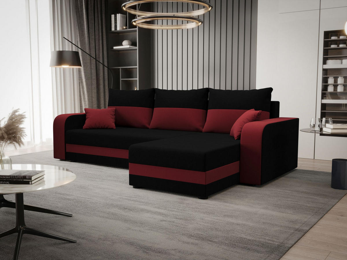 ECKSOFA HEWLET L BIS Sawana 14+13 Rechts mit Schlaffunktion - Rot, Textil (240/140cm) - Bedante