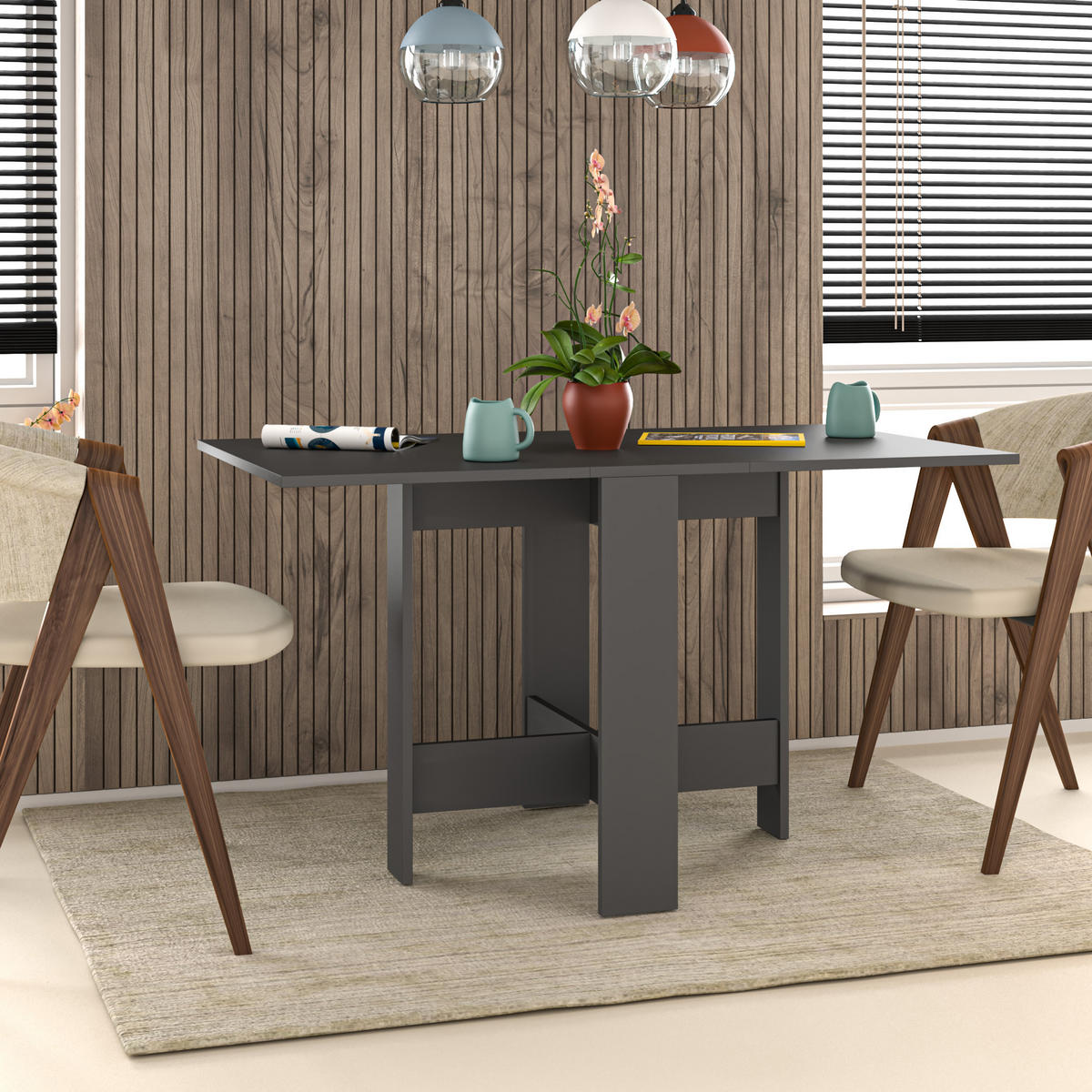 KLAPPTISCH Artemio Anthrazit 130/76/73,4 cm - Anthrazit, Holzwerkstoff (76/130/73.4cm) - Decortie