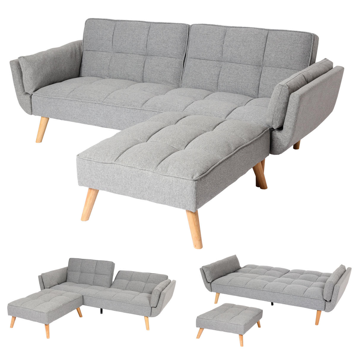 SCHLAFSOFA Hellgrau - Hellgrau, Textil (218/175cm) - MCW