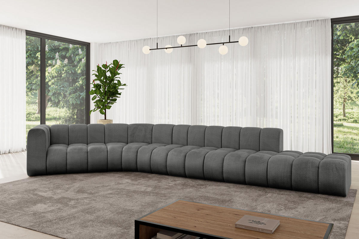 ECKSOFA modulares Sofa Tilmo-L2 - 490x194x70 cm Dunkelgrau - Dunkelgrau, Holzwerkstoff/Textil (490/194cm) - ALTDECOR
