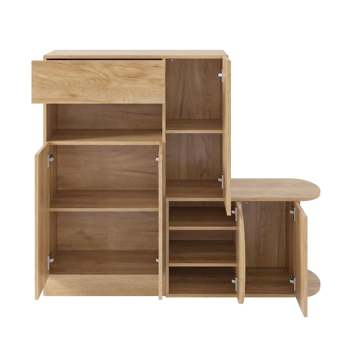 SCHUHSCHRANK mit Sitzbank 5 Türen Stauraum Natur Modern - Naturfarben, Holzwerkstoff (130/110.5/35cm) - FLIEKS