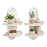 WANDREGAL Natur-Weiß 2er-Set - Multicolor, Holz (21.5/35/12cm) - Relaxdays